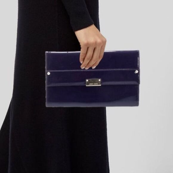 Jimmy Choo Patent Clutch Purple - Picture 1 of 9